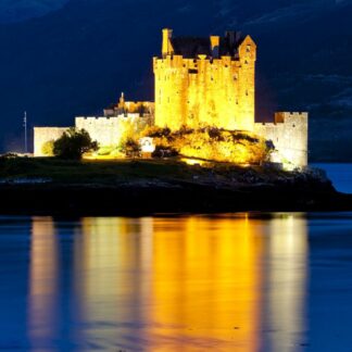 Eilean Donan Castle at night, Loch Duich, Scotland Portrait