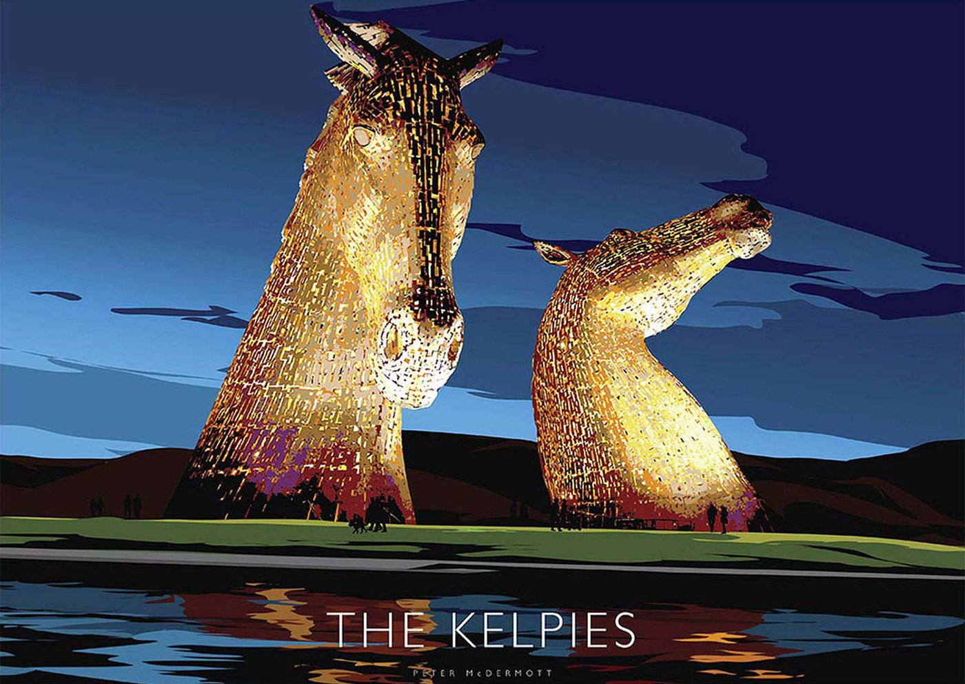 The Kelpies at Night: A Captivating Artwork by Peter McDermott
