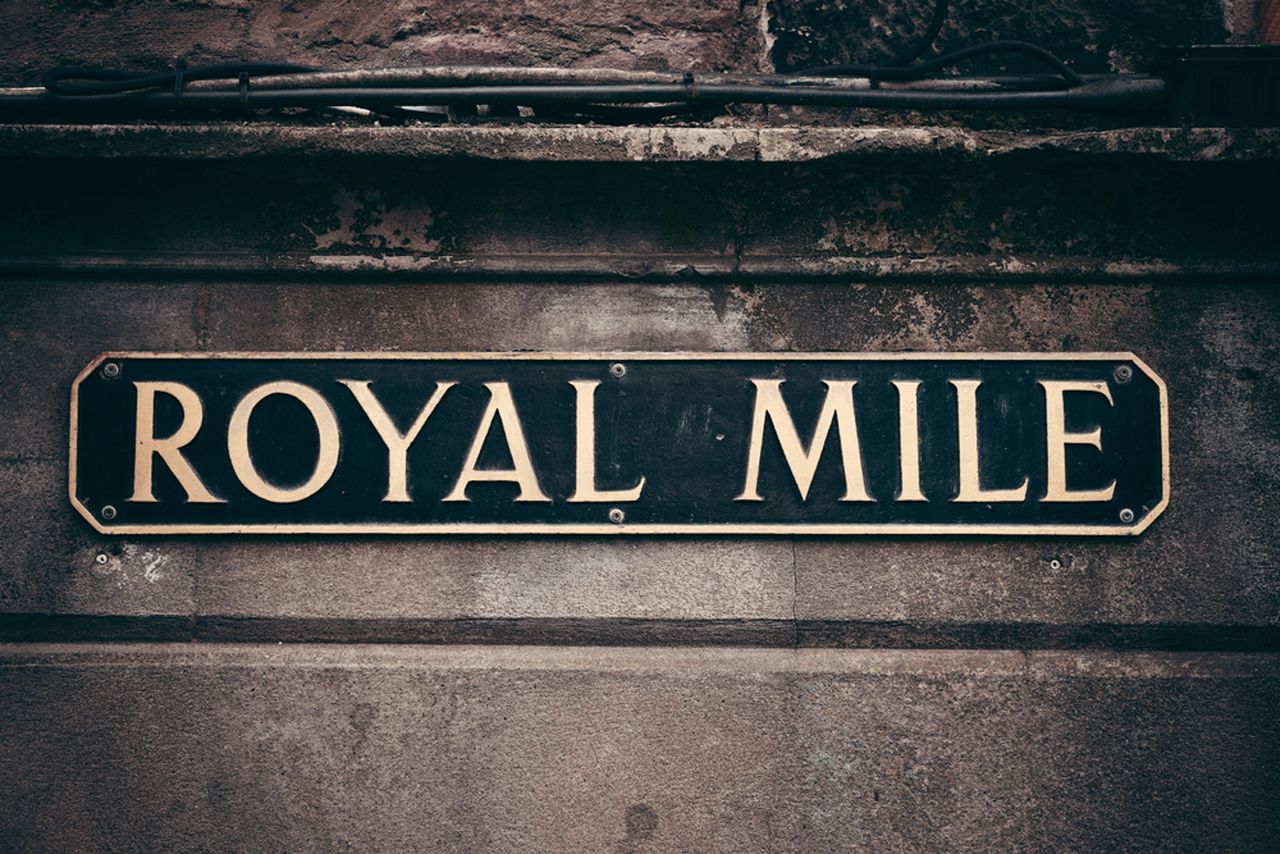Royal Mile road sign in Edinburgh