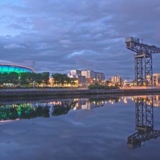 The harbor district of Glasgow in Scotland by the River Clyde, Finnieston Crane